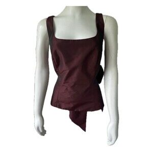 Ann Taylor Square Neck Iridescent Taffeta Tie Back Formal Style Lined Top 12